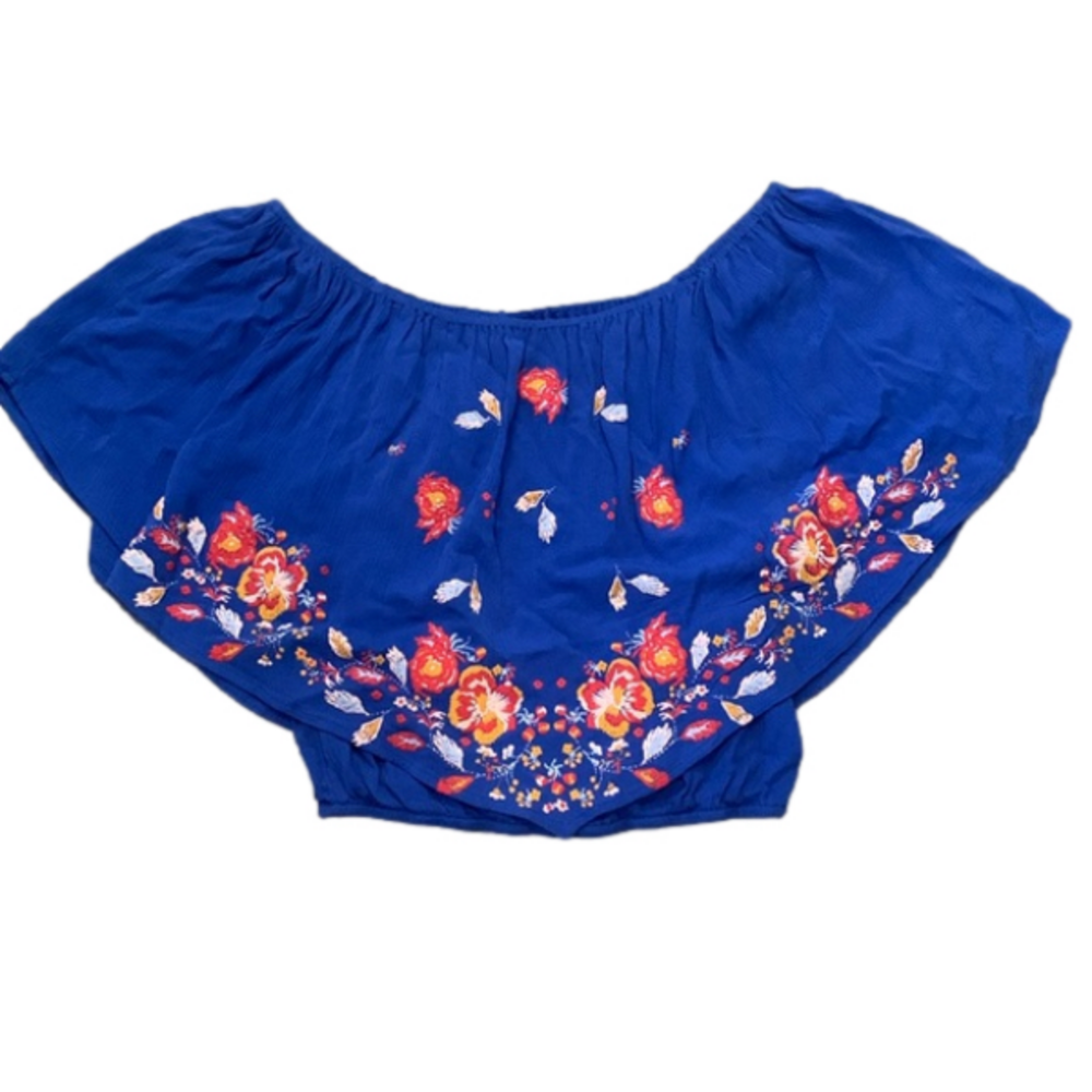 Living Doll Los Angeles Size 1 Off Shoulder Crop Top 💯 Rayon